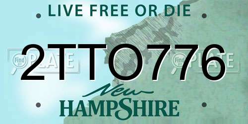 2TTO776 New Hampshire License Plate