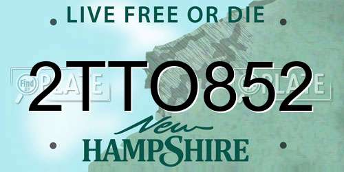 2TTO852 New Hampshire License Plate