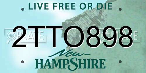 2TTO898 New Hampshire License Plate