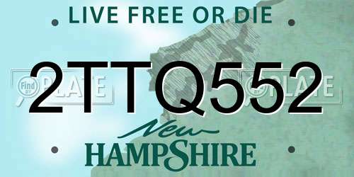 2TTQ552 New Hampshire License Plate