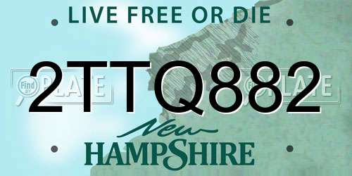 2TTQ882 New Hampshire License Plate