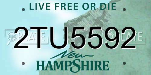 2TU5592 New Hampshire License Plate