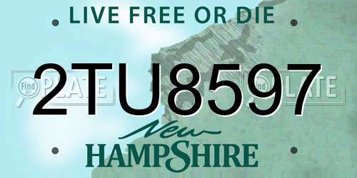 2TU8597 New Hampshire License Plate