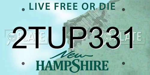 2TUP331 New Hampshire License Plate