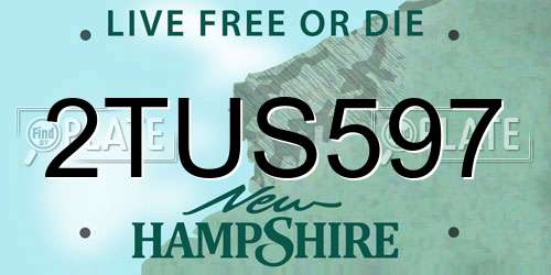 2TUS597 New Hampshire License Plate