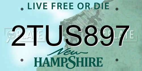 2TUS897 New Hampshire License Plate