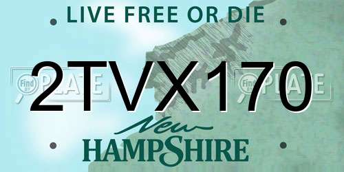 2TVX170 New Hampshire License Plate