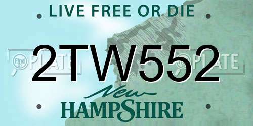 2TW552 New Hampshire License Plate