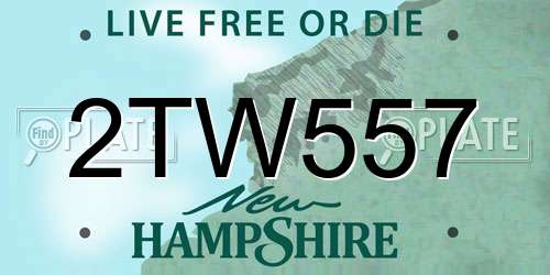 2TW557 New Hampshire License Plate