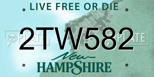 2TW582 New Hampshire License Plate