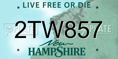 2TW857 New Hampshire License Plate