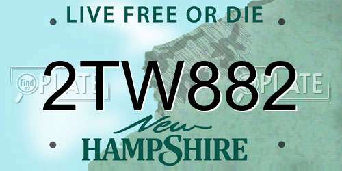 2TW882 New Hampshire License Plate