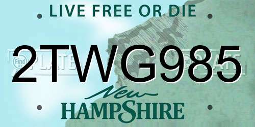 2TWG985 New Hampshire License Plate