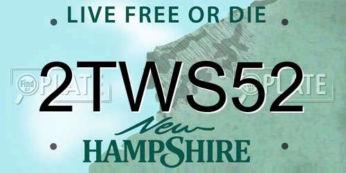 2TWS52 New Hampshire License Plate