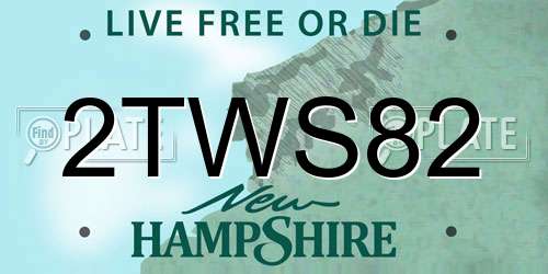 2TWS82 New Hampshire License Plate