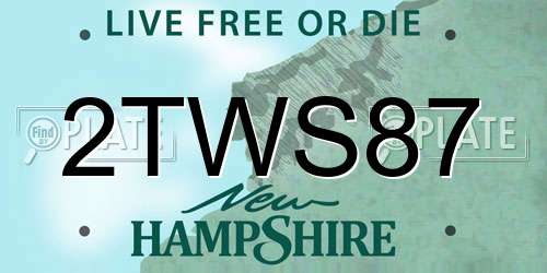 2TWS87 New Hampshire License Plate