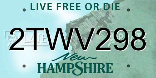 2TWV298 New Hampshire License Plate