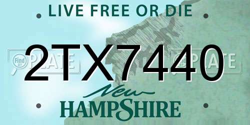 2TX7440 New Hampshire License Plate