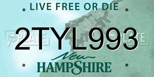 2TYL993 New Hampshire License Plate