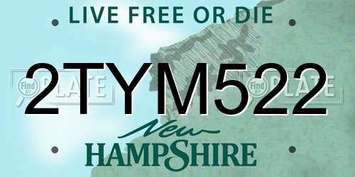 2TYM522 New Hampshire License Plate