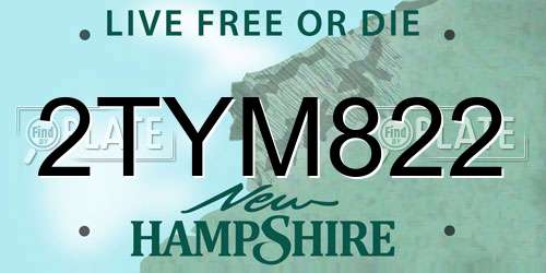 2TYM822 New Hampshire License Plate