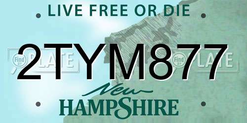 2TYM877 New Hampshire License Plate