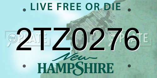 2TZ0276 New Hampshire License Plate