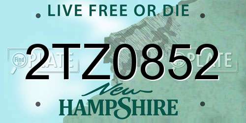 2TZ0852 New Hampshire License Plate