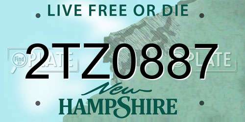 2TZ0887 New Hampshire License Plate