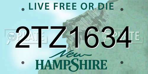 2TZ1634 New Hampshire License Plate