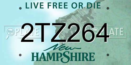 2TZ264 New Hampshire License Plate