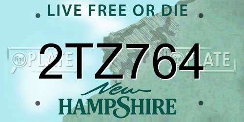 2TZ764 New Hampshire License Plate