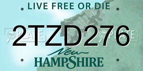 2TZD276 New Hampshire License Plate