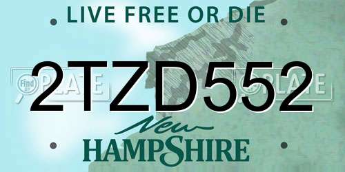 2TZD552 New Hampshire License Plate