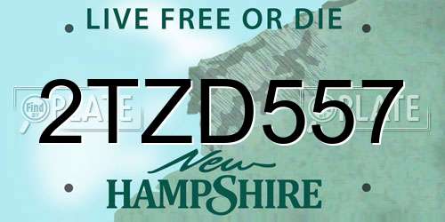 2TZD557 New Hampshire License Plate