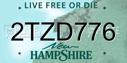 2TZD776 New Hampshire License Plate