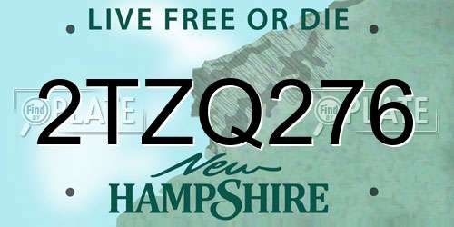 2TZQ276 New Hampshire License Plate