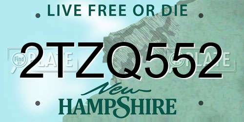 2TZQ552 New Hampshire License Plate
