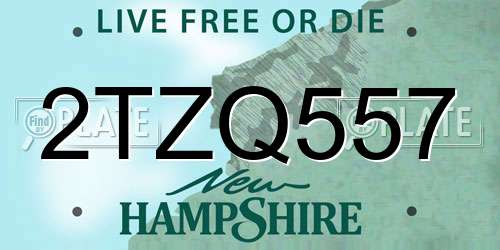 2TZQ557 New Hampshire License Plate