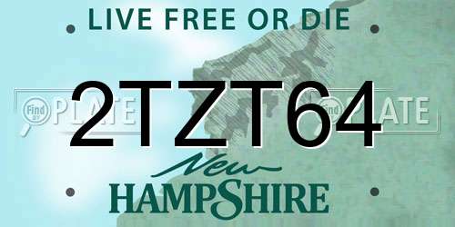 2TZT64 New Hampshire License Plate