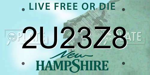 2U23Z8 New Hampshire License Plate