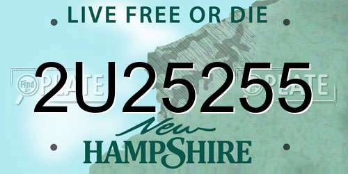 2U25255 New Hampshire License Plate
