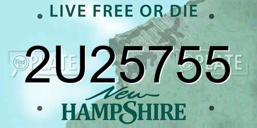2U25755 New Hampshire License Plate
