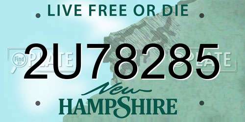 2U78285 New Hampshire License Plate