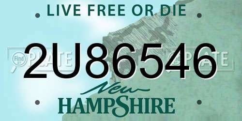 2U86546 New Hampshire License Plate