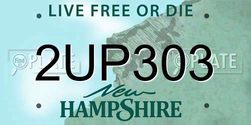 2UP303 New Hampshire License Plate