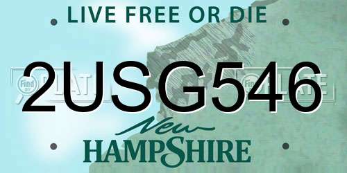 2USG546 New Hampshire License Plate