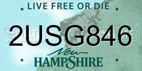 2USG846 New Hampshire License Plate