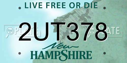 2UT378 New Hampshire License Plate