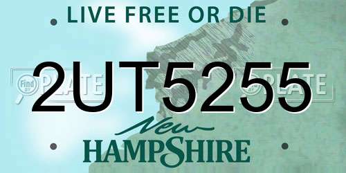 2UT5255 New Hampshire License Plate